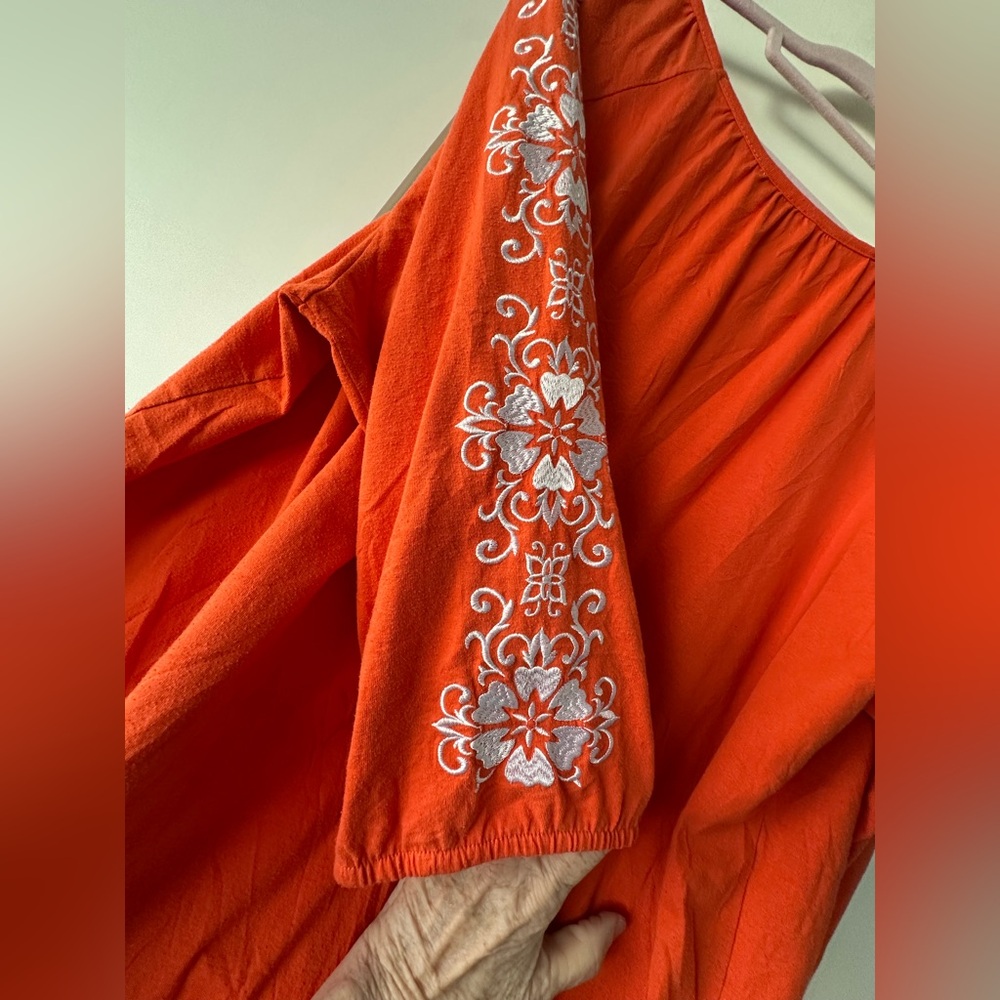 ✨ Roamans 2X Orange Embroidered Tunic Boho Peasant Top - Picture 6 of 10